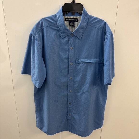 Exofficio Men’s Size L Light Blue short sleeve button Up Snap Shirt Light Weight - Picture 1 of 7